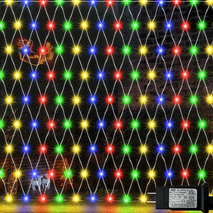 Pooqla Colorful Net Lights, 21x 5ft Christmas Lights Outdoor Clear Wire | 360 LED Large Net Mesh Lights Plug in, 8 Modes Waterproof Connectable Bushes Lights for Christmas Hedge Yard Decor