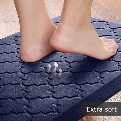 Kitchen Mat [2 PCS] Cushioned Anti-Fatigue Floor Mat Water Resistant Non-Skid Kitchen Mats and Rugs Ergonomic Comfort Foam Kitchen Rugs Standing Mat for Floor Office Sink (Blue,20"x30"+20"x60")