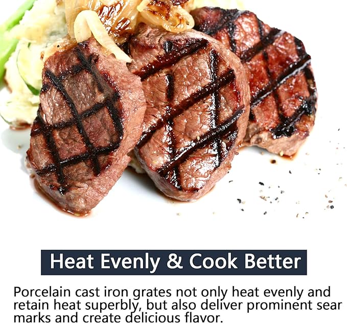 Hongso Porcelain Coated Cast Iron Cooking Grates Replacement Parts for Grill Master 720-0737 720-0670E, Master Forge GD4215S, Grill Chef GC616 GC716, Nexgrill 720-0737, Savor Pro GD4210S Gas Models