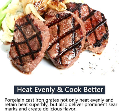 Hongso Porcelain Coated Cast Iron Cooking Grates Replacement Parts for Grill Master 720-0737 720-0670E, Master Forge GD4215S, Grill Chef GC616 GC716, Nexgrill 720-0737, Savor Pro GD4210S Gas Models