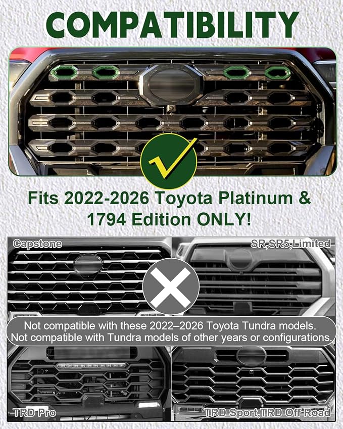 White Led Fog light DRL and Front Grille Lights Fit For Toyota Tundra 2022-2025 Bundle,Grille Led lights Only Fits Platinum,1794 Edition-Switchback DRL with Amber Turn Signal &Vehicle-Specific Lamp