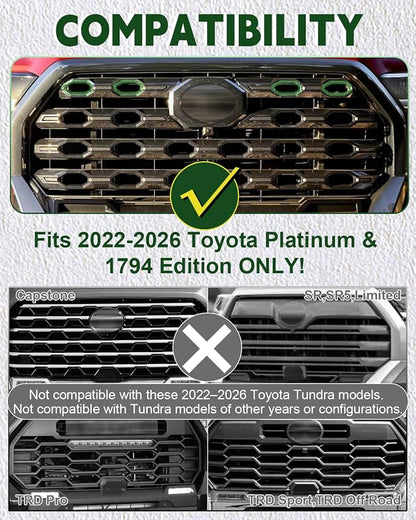 White Led Fog light DRL and Front Grille Lights Fit For Toyota Tundra 2022-2025 Bundle,Grille Led lights Only Fits Platinum,1794 Edition-Switchback DRL with Amber Turn Signal &Vehicle-Specific Lamp