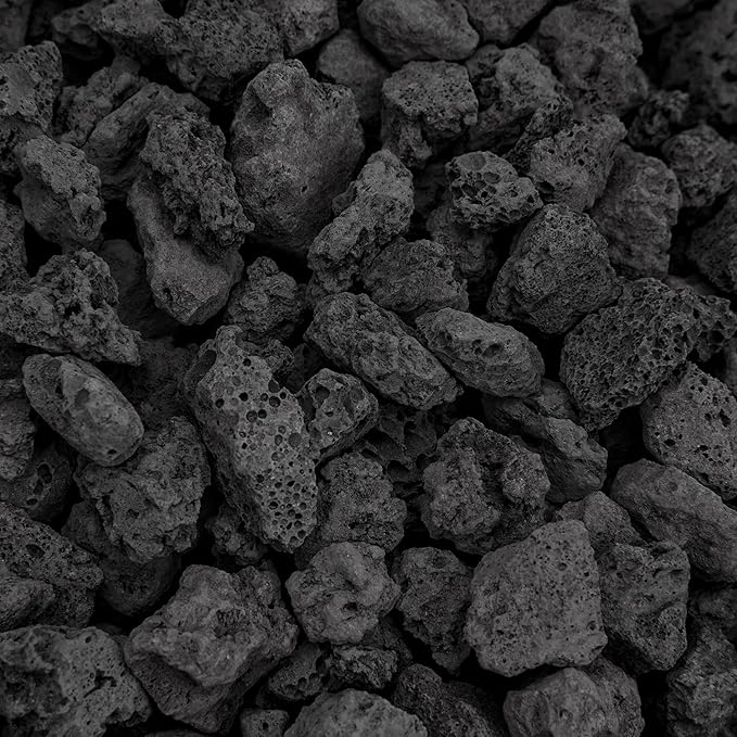 Onlyfire Black Lava Rock 10 Pounds Volcanic Lava Stones for Indoor Outdoor Fire Pits Fireplaces Gas Grill and Landscaping, 0.3-0.6 Inch