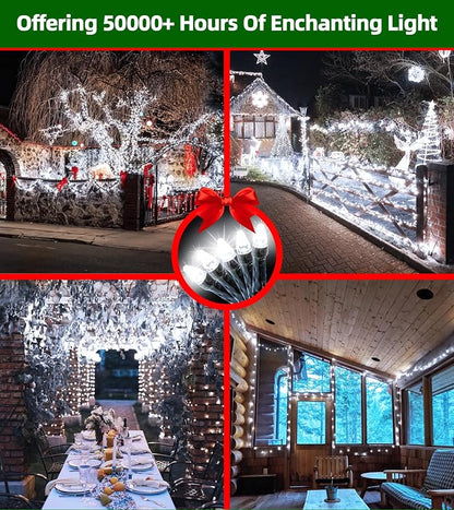 QUHUATU 750 LED 240FT Christmas String Lights, 12 Modes, Cool White | Waterproof Plug-in LED String Lights with Timer, Memory & Dimming for Trees Fences Patios House Wedding Holiday Christmas
