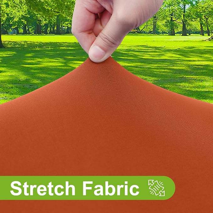Smiry Round Spandex Tablecloth, Elastic Fitted Washable Tablecloths for 45"-56" Tables, Waterpoof Stretch Picnic Table Cover for Dining, Indoor and Outdoor, Rust