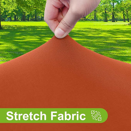Smiry Round Spandex Tablecloth, Elastic Fitted Washable Tablecloths for 45"-56" Tables, Waterpoof Stretch Picnic Table Cover for Dining, Indoor and Outdoor, Rust