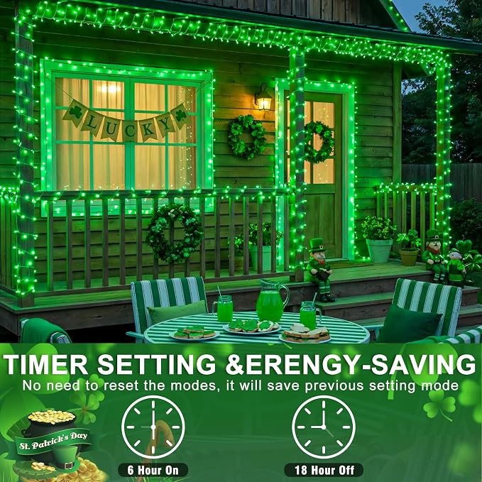 82FT 250 LED Outdoor String Lights, Green Christmas String Lights Indoor | Plug in Waterproof 8 Modes Clear Wire Twinkle Fairy Lights for Bedroom Outside Patio Yard Xmas Party Holiday Decorations