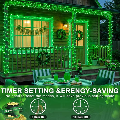 82FT 250 LED Outdoor String Lights, Green Christmas String Lights Indoor | Plug in Waterproof 8 Modes Clear Wire Twinkle Fairy Lights for Bedroom Outside Patio Yard Xmas Party Holiday Decorations