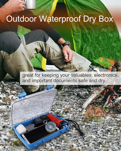 Waterproof Dry Box Floating Watertight Storage Box for Kayak & Boat | Waterproof Drybox Container, with Rubber Gasket & Transparent Lid & Rope for Water Sports, 9.4" L x 6.5" W x 2" H
