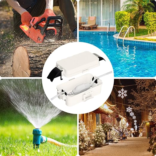 Flemoon IP55 Small Outdoor Electrical Box Waterproof, for Power Strip | Inner 5.9 x 3.2 x 1.8inch, Extension Cord Cover with Detachable Awning Covers for Plug, Outlet, Holiday Lights, White