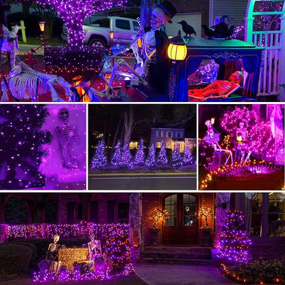 66FT 200 LED Fairy Lights Plug in, 8 Modes Twinkle Halloween Lights Purple | Waterproof String Lights Outdoor Indoor, Memory, Timer, Copper Wire, Halloween Lights for Bedroom Garden Party Holiday Decor