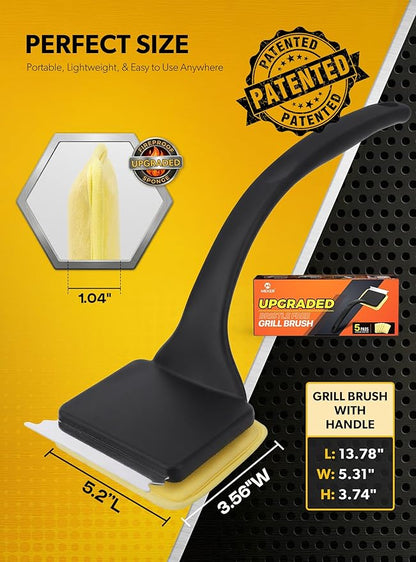 MEKER Grill Brush Bristle Free, Grill Brush and Scraper with 5 BBQ Replacement Head, Grill Cleaning Brush BBQ for Cast Iron, Stainless Steel Grates, Safe Grill Scraper Outdoor BBQ Grill, Black