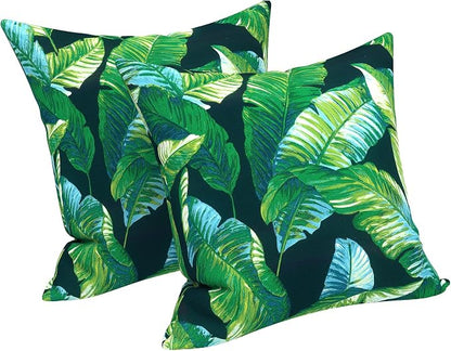 LVTXIII 2 Pack Outdoor Throw Pillow Covers for Patio Furniture, 16x16 Inch Square Pillow Case, Water-Repellent Cushion Covers for Garden, Porch, Sofa, Hanalei Lagoon