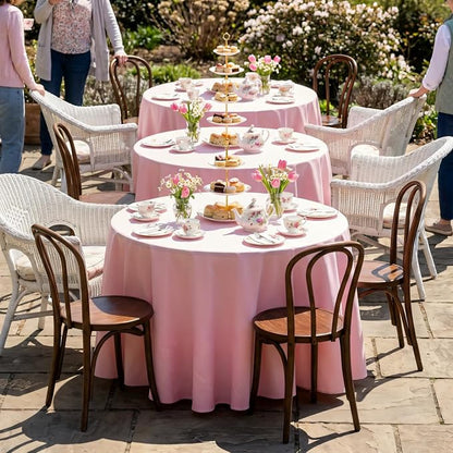8 Pack Pink Round Tablecloth 90 Inch | For 3Ft-5Ft Round Table, Wrinkle Resistant Table Cloth, Washable Polyester Fabric, For Wedding Party Banquet Buffet Camping