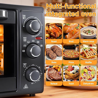cdar Convection Toaster Oven 32L, 1500W Countertop Air Fryer & Rotisserie Combo, 6-in-1 Multifunctional Oven with 60-Min Timer, Bake, Roast, Toast, Dehydrate – Includes Baking Pan & Rotisserie Kit