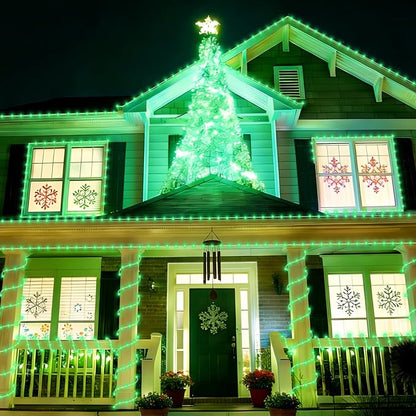 QITONG Green Solar Halloween Lights Outdoor Waterproof, 2 Pack Each 33ft 100 LED Rope Lights, Fairy Lights in Clear Thin Tube with 8 Modes