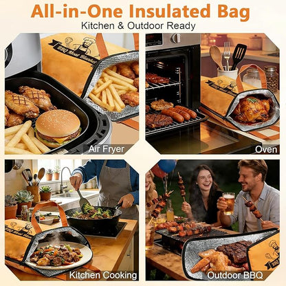 BBQ Blanket for Resting Meat, Insulated Bag with Wide Mouth for Brisket, Pork Shoulder, Turkey, Suitable for Smoker, Kitchen, Camping, Picnic, Birthday Gift for Men Dad Husband (21 inch)