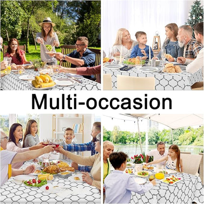 Smiry Rectangle Table Cloth, Waterproof Vinyl Tablecloth with Flannel Backing for Rectangle Tables, Wipeable Spillproof Plastic Tablecloths for Dining, Camping, Indoor and Outdoor (60"x120", White)