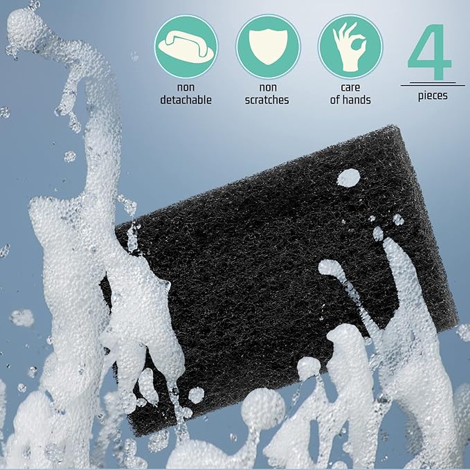Griddle Cleaning Kit 4Pcs, HaSteeL Griddle Scouring Pad Cleaner with Handle, Heavy Duty Flat Top Grill Cleaning Brush for Hot & Cold Surface Commercial Household Uses