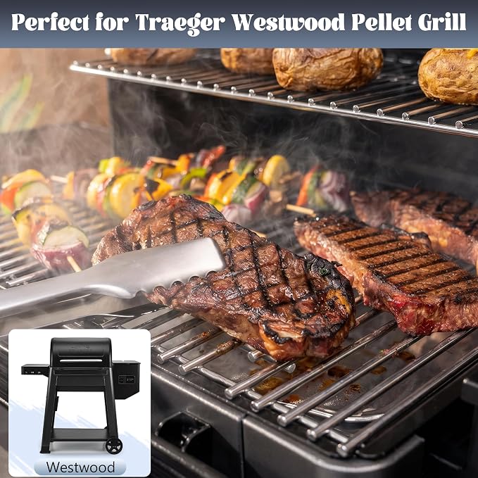 Stainless Steel Grill Grates for Traeger Westwood TFB65YLJU Replacement | Heavy-Duty 7mm Rod, Westwood Grill Parts Accessories, Wood Pellet Smoker Grill Grid Backyard BBQ Rack (2-Pack)