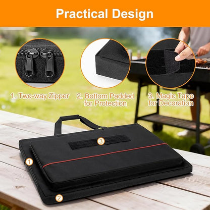 HODRANT Full‑Size Griddle Storage Bag Compatible with Weber Spirit 300 Series & Genesis 300 Series Griddle, Padded Flat Top Cover with Pockets & Handles for Outdoor Camping & Travel, Bag Only