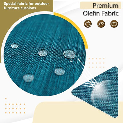 Luxury Outdoor Cushions Set 24 x 24 Inch, 5" Thick Olefin Patio Furniture Cushions, 30D Sponge Filling Fade Waterproof Fade Resistant with Removable Covers and Lumbar Pillow Aspen Malachite