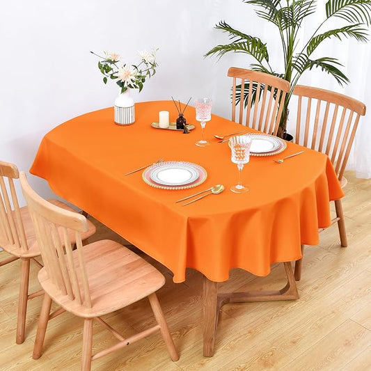 Wolkemer Small Oval Tablecloth 52 x 70 Inch Washable Fabric Table Cloth | Oval Table Cloth, Solid Orange Cloth Tablecloth, Oval Table Cover for Dining Wedding Party Banquet Tabletop Decoration