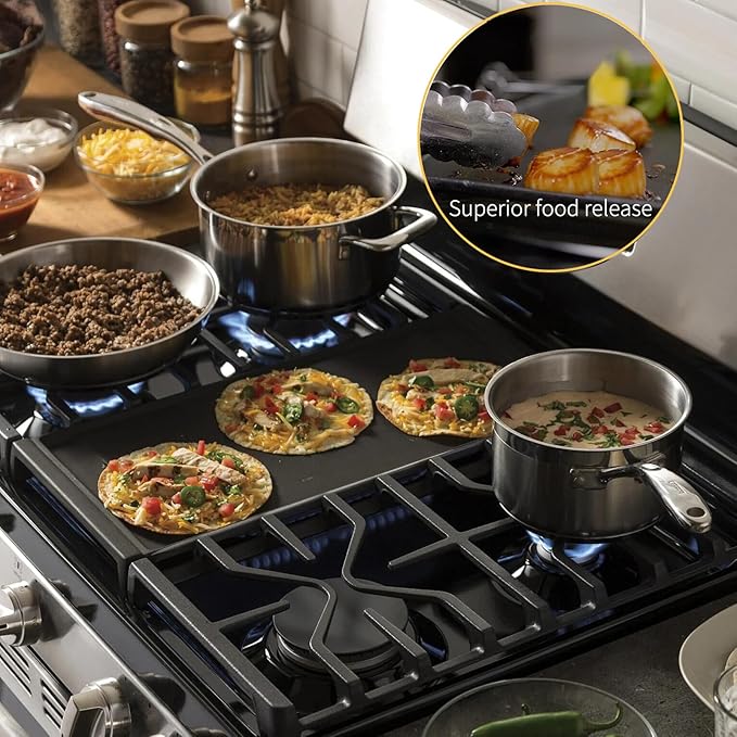 Upgraded WB31X24738 Cast Iron Griddle Replacement for GE Stove Parts WB31X24998 GE Stove Top Griddle WB31X49806 General Electric Gas Range Cooktop Center Griddle Plate JGB700SEJ4SS Flat Top Pan