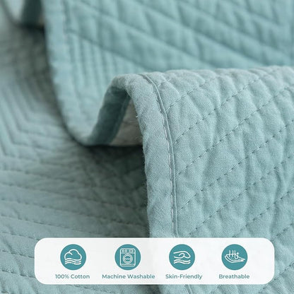 vctops Cotton Quilted Couch Covers for Sectional Sofa (Blue,36"x36") | Geometric Washable Non Slip Sofa Slipcover for Dogs, Children, Pets Furniture Protector Cover