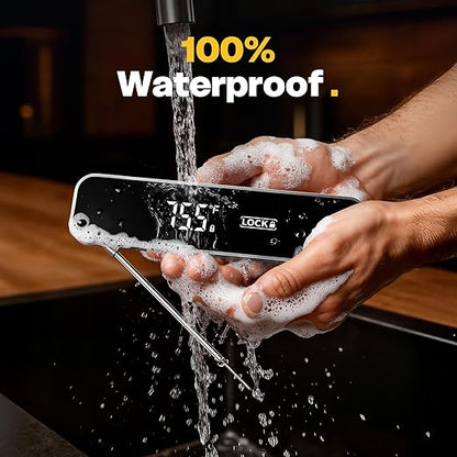 0.3 Sec Instant Read Meat Thermometer, Waterproof Digital Thermometer for Grilling, BBQ, Air Fryer, Smoker, Candy, Kitchen Gadgets, BBQ Essentials, Gift for Dad, Men, Grey