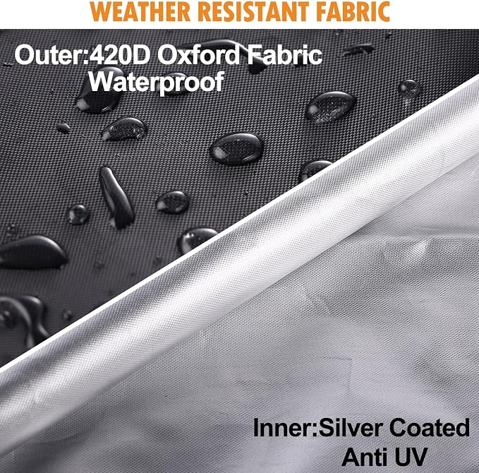 DOCEPERT Patio Umbrella Parasol Cover, 420D Waterproof Outdoor, Fits 13-15 ft Double-Sided Large Umbrella, Garden, Top Vent, Zipper, Windproof Anti-UV