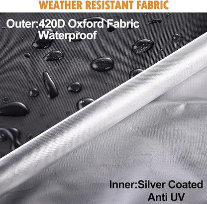 DOCEPERT Patio Umbrella Parasol Cover, 420D Waterproof Outdoor, Fits 13-15 ft Double-Sided Large Umbrella, Garden, Top Vent, Zipper, Windproof Anti-UV