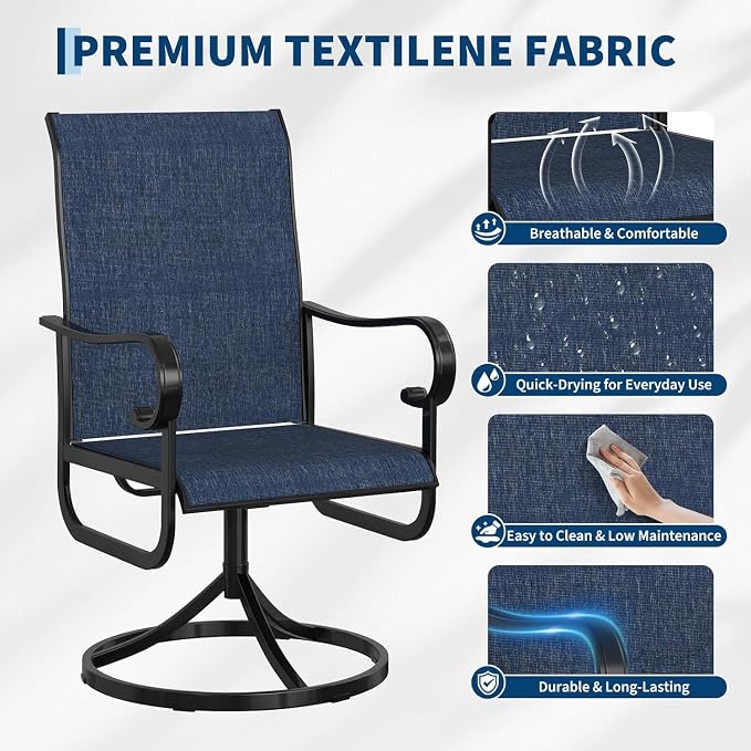 Patio Swivel Chair Set of 6, 360° Swivel & 15° Rocking High Back Outdoor Dining Chairs, All-Weather Metal Frame Patio Chairs for Backyard, Deck, Garden, Poolside Indoor Outdoor Use, Table Not Include