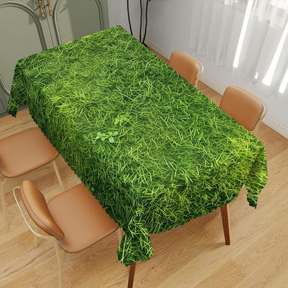 Grass Table Cloth Vibrant Green Fresh Grass Field Lawn Polyester Tablecloth Kitchen Table Cover for Dining BBQ Picnic Coffee Table 52 x 70 Inch 4-6 Seats