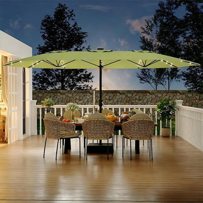 Garvee 15FT Patio Umbrella with Base Included Outdoor Umbrella, Lime Green | Large Market Umbrellas with Crank Handle UV Protection Table Umbrellas for Outdoor, Backyard, Deck, Poolside