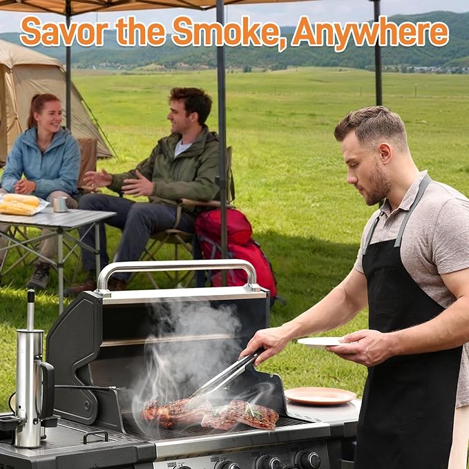 Electric Smoker Generator, Hot and Cold Smoker with Adjustable Air Pump | Stainless Steel Smoke Tube for Pellet Smoker, Outdoor Smoker for Cheese and Salmon, Best Gifts for Men and Dads