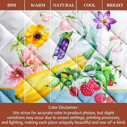 Maison d' Hermine Pot Holders 100% Cotton Heat Resistant Potholders 8" x 8" Hot Pads with Loop BBQ Cooking Baking Hotel Farmhouse Kitchen Handling Hot Pans Spring Summer (Pack of 2, Giverny)