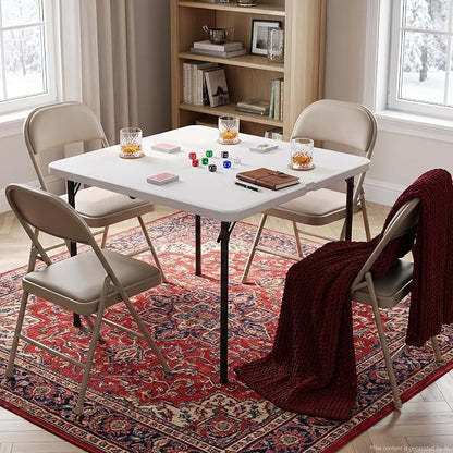 Folding Table and Chairs Set for 4, 5 Piece Card Table Set with 36" Square Foldable Table & 4 Padded Folding Chairs, Portable Indoor Outdoor Dining Table Set for Picnic, Camping, RV, Game Night, Patio