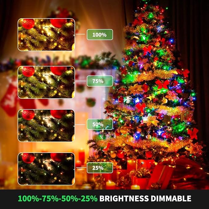 MZD8391 105FT 300LED Color Changing Christmas Light, Christmas Tree Lights | Warm White & Multicolor, Waterproof, UL listed, 11 Light Mode, Remote & Timer, Memory, End To End Connect