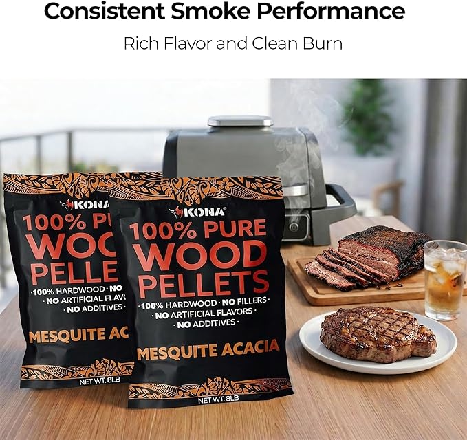 Kona Mesquite Acacia Blend Smoker Pellets, Intended for Ninja Woodfire Outdoor Grill, 16 lb Resealable Bag