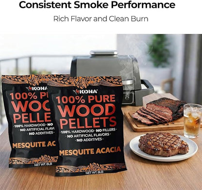 Kona Mesquite Acacia Blend Smoker Pellets, Intended for Ninja Woodfire Outdoor Grill, 16 lb Resealable Bag