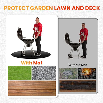 36" Fire Pit Mat for Solo Stove Bonfire, 4-Layer Fireproof Mat Round Under Grill Mat for Deck,Patio,Grass,Reusable Oil-Proof and Waterproof Fireplace Mat BBQ Floor Mat for Solo Stove Accessories