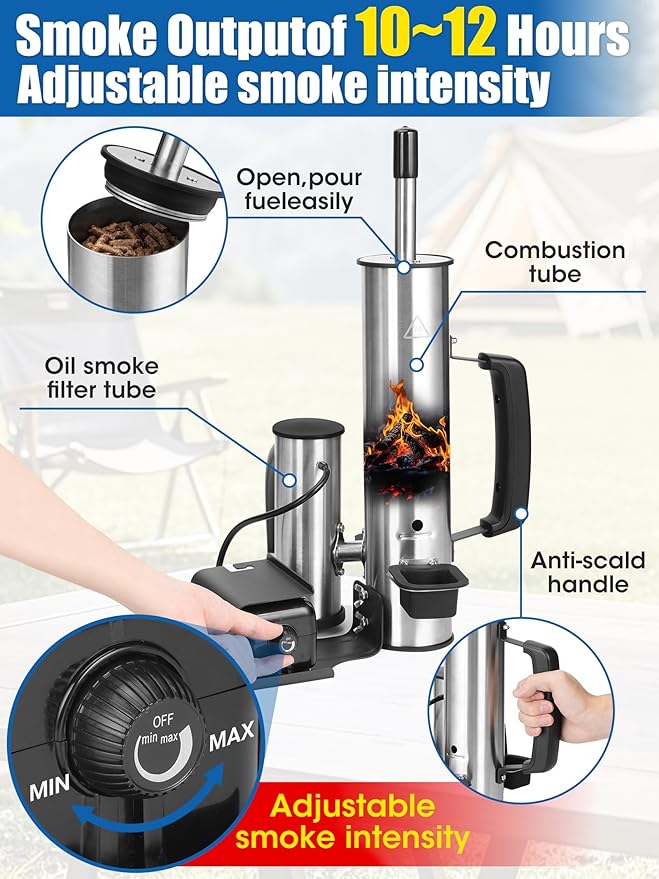 Upgrade Cold Smoker Generator, Smoke Tube for Pellet Smoker for Gas Grilling, Cordless Electric Cold/Hot Smoker Generator: Fit Over 90% of Gas and Pellet Grill, Suitable for all Seasons, Gifts for Men