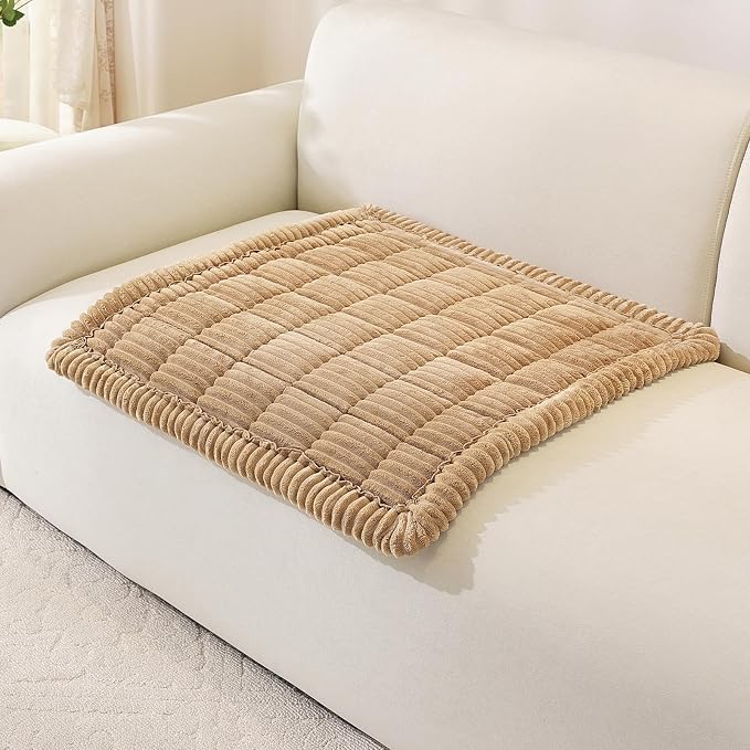 OstepDecor Couch Cover for Dogs, Washable Non Slip Sofa Cover for Pets | Soft Couch Covers for Sofa, Loveseat and Sectional, Furniture Protector Against Pet Hair & Dirt (27.6" x 27.6", Khaki)