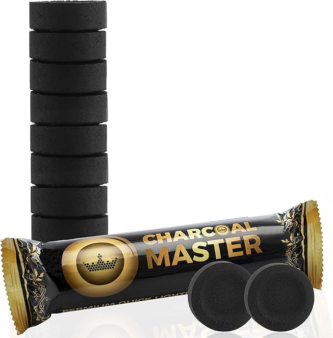 Instant Hookah Coals Light –Incense Instant Coal Disks – Coal Tablets – Charcoal Disks –Set of 100Coal Rolls –33 mm Quick Light Charcoal Briquettes – Natural Coal Disks –Slow Burn and Low Smoke (2400)