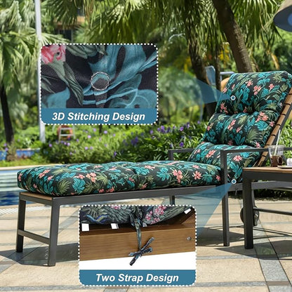 Outdoor Lounge Chair Cushions, 74.4 x 22 x 4.7 Inches Waterproof Fade Resistant Patio Cushion for Chaise Lounger