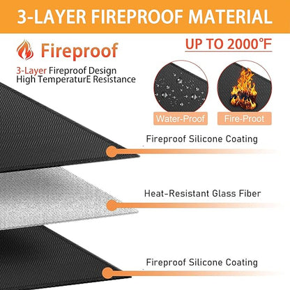 Heat Shield Behind Grill Black Fireproof Cover and Screen Protect Deck Railing from Grill Heat Shield for Wood Stove, 3’x8’ Wall Protector for Fridge Waterproof BBQ Mat UV Resistant Privacy Screen