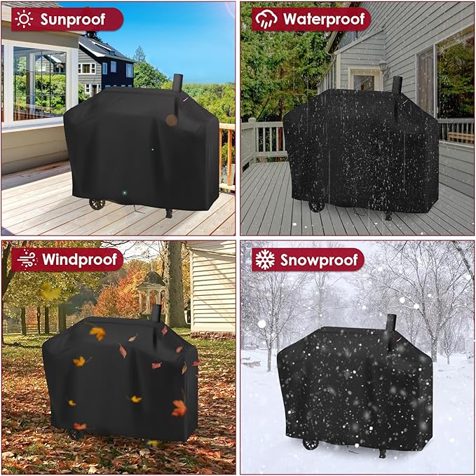 Grill Cover for Royal-Gourme-t CC1830T 30-Inch Barrel Charcoal Grill, Waterproof BBQ Cover for 30 Inch Barrel Charcoal Grill with Smoke Stack Outdoor Backyard Grill Covers - 52"x24"x45"