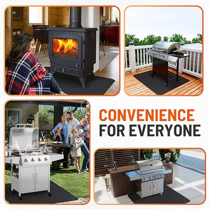 Under Grill Mats for Outdoor Grill (60 x 400 inch) Double-Sided Mat for Under Fire Pit Mat the Perfect Grill Matt for Outdoor Grill Deck Protector and BBQ Matt for Under Grill Mat for Deck