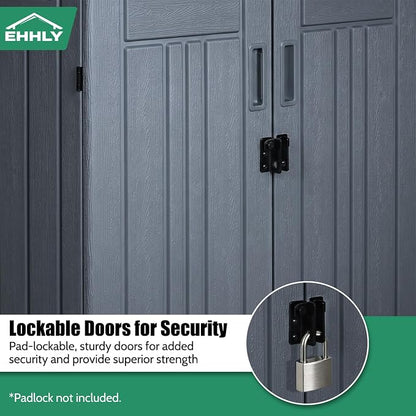 EHHLY Heavy Duty Small Storage Cabinet Outdoor Weatherproof, 14 Cuft Garage Storage Cabinet with 2 Adjustable Shelves, Lockable Kitchen Pantry Closer Organizer, 31Wx23Lx34H, Sage Grey